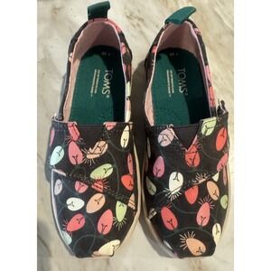 Toms Alpargata Forged Iron Glow‎ in the Dark Tree Lights Print Youth Size 10 New